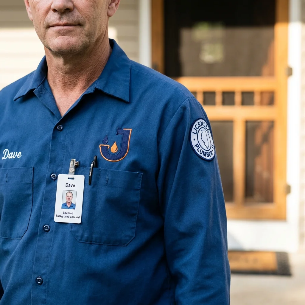 Licensed plumber showing ID badge in Grand Saline, TX